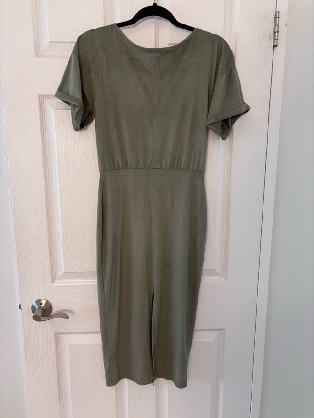 ASOS Olive Short-Sleeve Dress With Front Slit